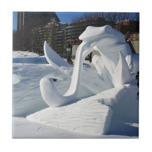 Carreau Frog Snow Sculpture, Québec, Canada
