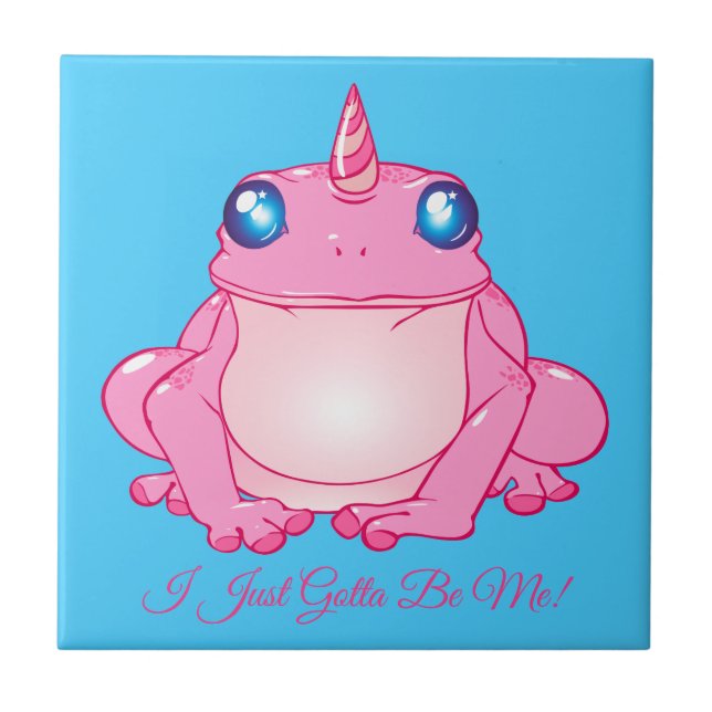 Carreau Frog Unicorne Rose - Je Vais Juste Me Devenir (Devant)