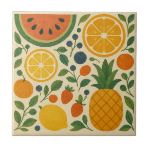 Carreau Fruit de jardin rétro - Aquarelle Vintage