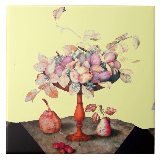 Carreau FRUITS DE SAISON Pires Prunes Cerises et Jasmines (Devant)