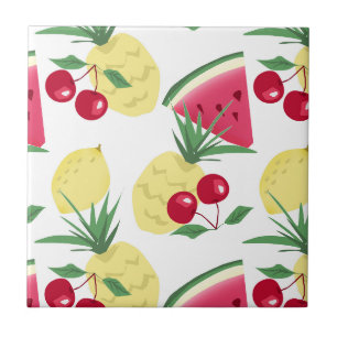 Carreau Fruits et baies vitrés sur blanc.