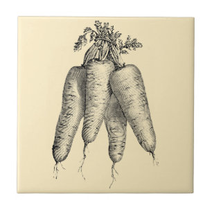 Carreau Fruits et carottes végétales vintages de l'époque 