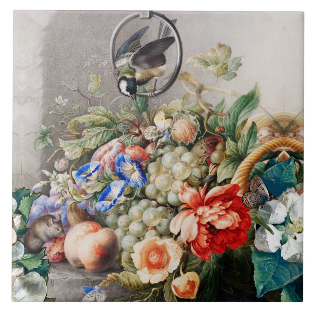 CARREAU FRUITS, FLEURS, PÂTISSERIES, PEACHES ET PETIT OISE (Devant)