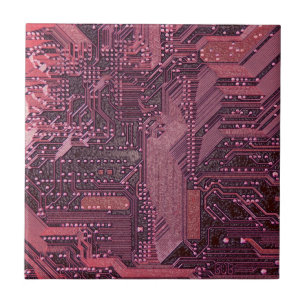 Carreau Fuchsia Cyber Circuit Board Tech Art Electronique