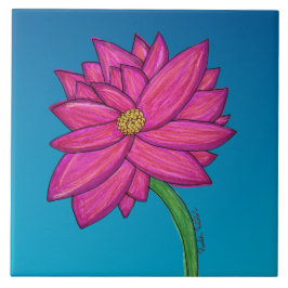 Carreau Fuchsia Pink Flower with blue background