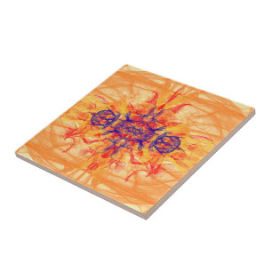 Carreau FUMÉE ORANGE - Art Fractal - Carrelage en céramiqu