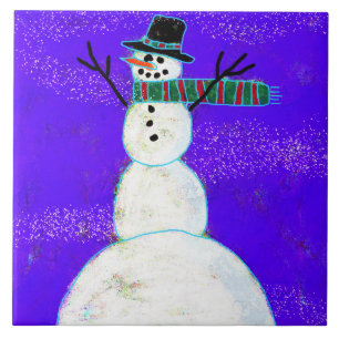 Carreau Funky Abstrait Art Snowman