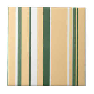 Carreau Funky Art Abstrait Beige Blanc Vert Lignes Grandes