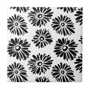 Carreau Funky Black et blanc floral