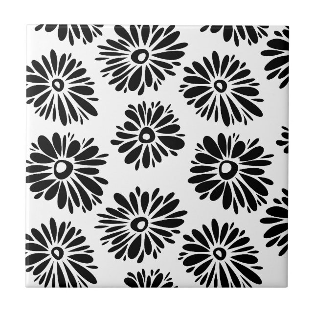Carreau Funky Black et blanc floral (Devant)