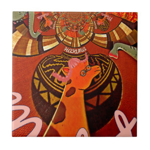 Carreau Funny Elegant Giraffe Accessoré Style Africain