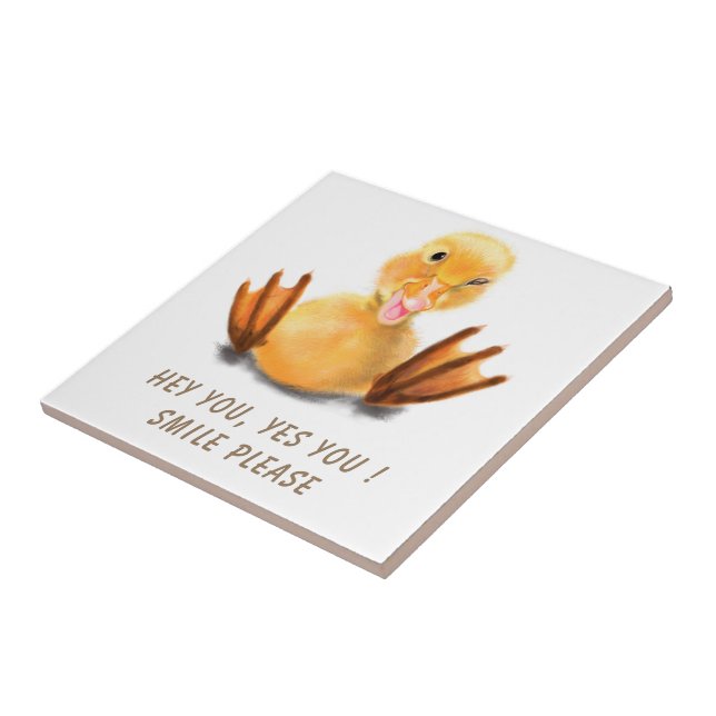 Carreau Funny Jaune Canard Jouer Wink Smile - Texte Person (Côté)