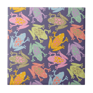 Carreau Funny pop art tropical frogs pattern.