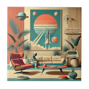 Carreau Futuriste atomique Floride Espace Age Chambre Fami