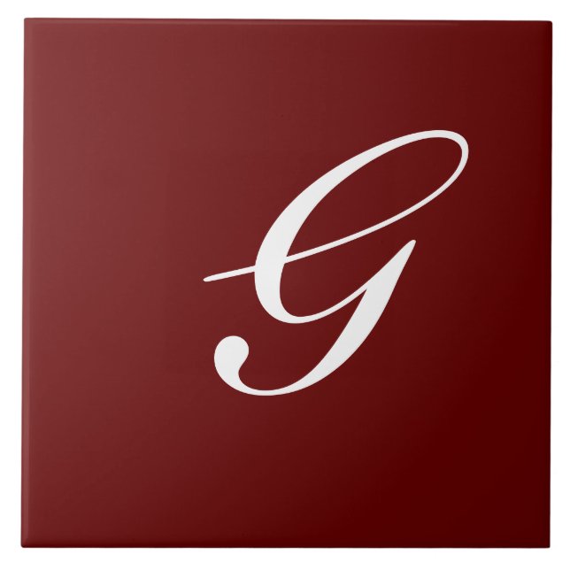 Carreau G Monogramme Blanc initial sur Maroon (Devant)