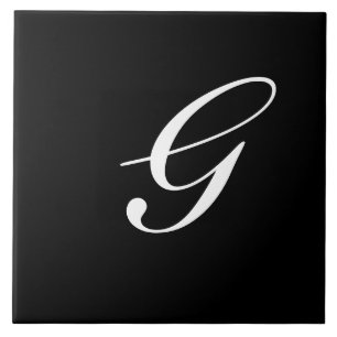 Carreau G Monogramme initial blanc sur noir
