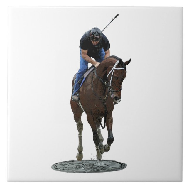Carreau Galoping Thoroughbred Horse Carrelage en céramique (Devant)