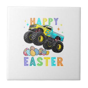 Carreau Garçons Joyeuses Pâques Monster Truck Œufs de Pâqu
