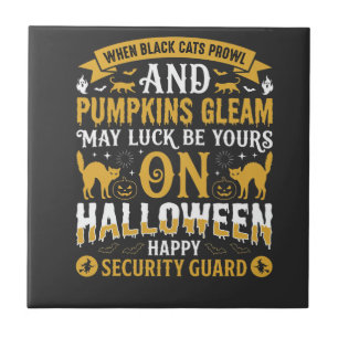 Carreau Gardien de sécurité Halloween chats noirs et citro