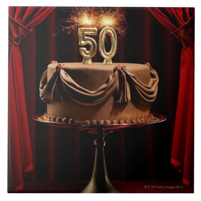 Carreau Gâteau d'anniversaire sur l'étape avec le numéro (Devant)