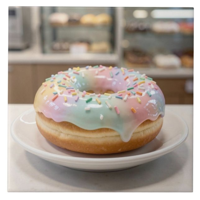 Carreau Gâteau donut en verre pastel fantaisiste   (Devant)