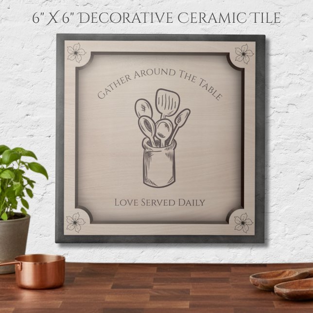 Carreau Gather Around The Table Rustic Kitchen Accent Tile (Celebrate the heart of your home with a warm and inviting accent tile.)