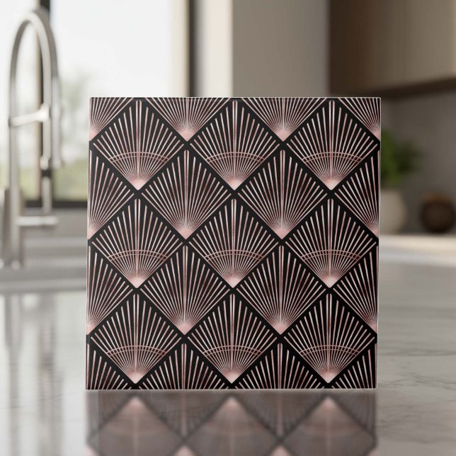 Carreau Gatsby Rose Gold Art Deco Fan Pattern ID1188 (Créateur téléchargé)