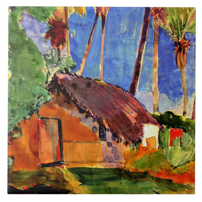 Carreau Gauguin - Cabine de chaume sous les palmiers (Devant)