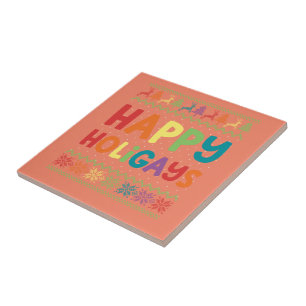 Carreau Gay Christmas Funny LGBT Happy Holigays Rainbow