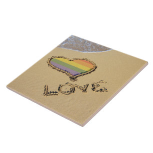 Carreau Gay Rainbow Amour Coeur Dans Le Sable