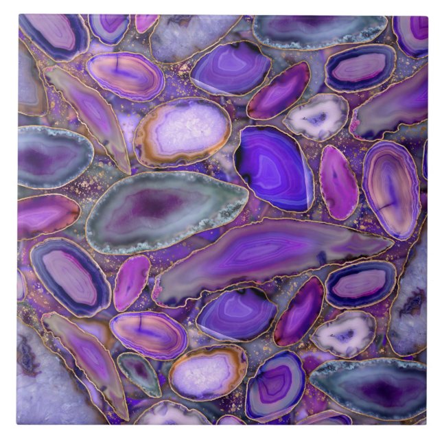 Carreau Geodes cristal motif - violet et violet (Devant)