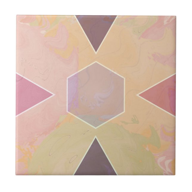 Carreau Geometric Pastel Marble Peach (Devant)