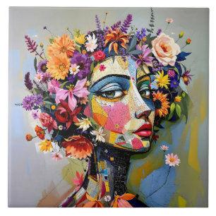 Carreau "Géométrie florale" - Portrait botanique