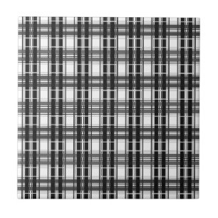 Carreau Géométrie Tartan motif noir et blanc à damiers