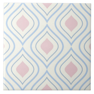 Carreau géométrique Abstraite, bleue, rose et blanc cassé