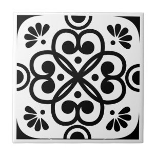 Carreau Géométrique Marocain Noir et Blanc