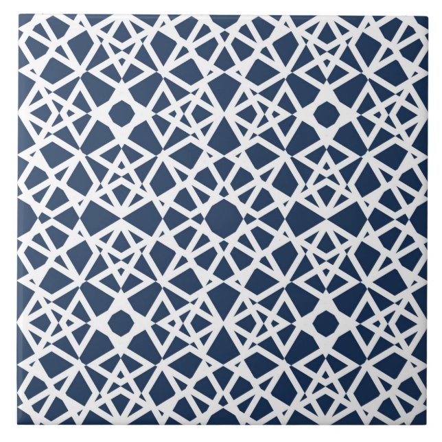 Carreau Géométrique, moderne, simple, bleu marine, blanc (Devant)