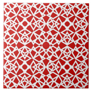 Carreau Géométrique, moderne, simple, rouge, blanc
