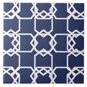 Carreau Géométrique, ornementale, moderne, bleu marine, 