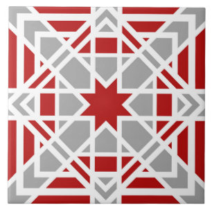 Carreau Géométrique, ornementale, rouge, blanche, gris cla