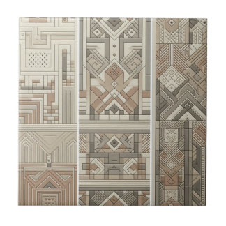 Carreau Géométrique Vintage Chic Avoine Noir Doux