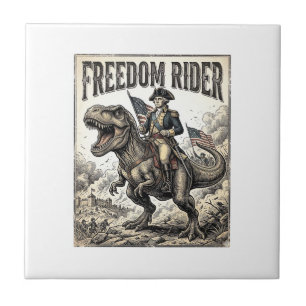 Carreau George Washington patriotique à cheval sur T-rex L