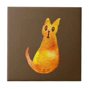 Carreau Ginger cat mignon aquarelle illustration art
