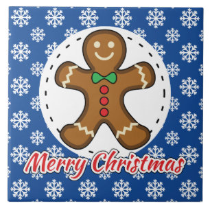 Carreau Gingerbread - Patters bleus - Merry Xmas