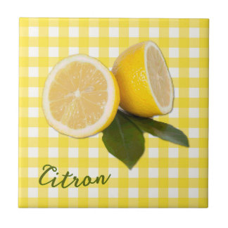Carreau Gingham Jaune avec Citron Frais Citrus Citron