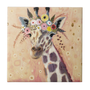 Carreau Girafe de Klimt   orné en fleurs