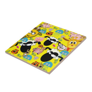 Carreau Girafe en céramique, Cochons, Chatons, Moutons