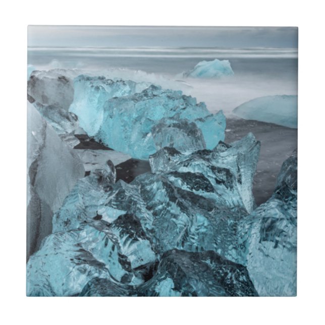Carreau Glace bleue sur la plage, Islande (Devant)