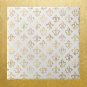 Carreau Glam Gold Fleur de Lis Blanc
