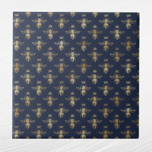 Carreau Glam Navy Blue Gold Bees Crown